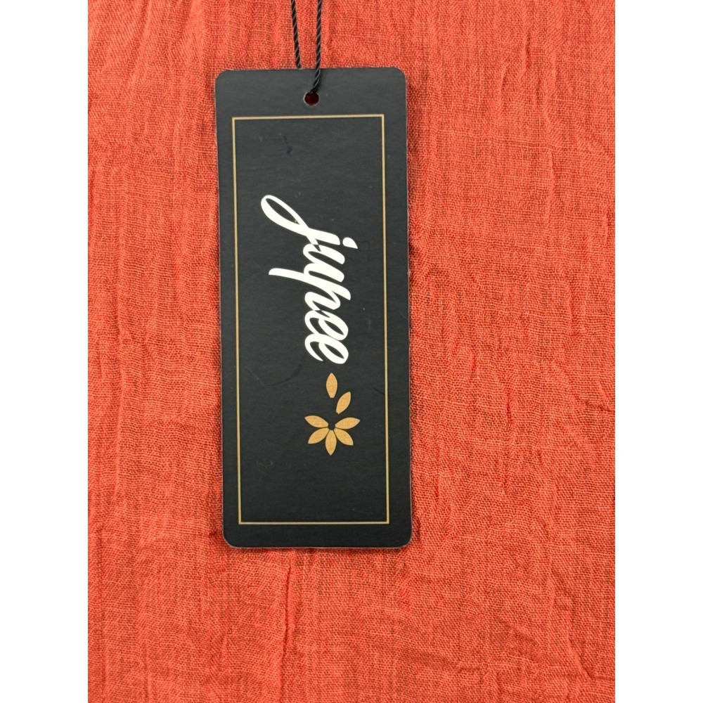Jupee Brick Orange Tie Front Kimono Cardigan Balloon Sleeve Gauze Top Small NWT - Picture 6 of 8